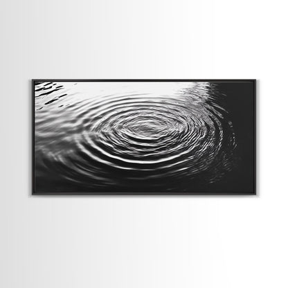Zen-Motiv „Wasserwellen“, abstrakte Bewegung, monochrome Fluid Art, Leinwanddruck, moderne minimalistische Wandkunst, Badezimmer- oder Spa-Raumdekoration
