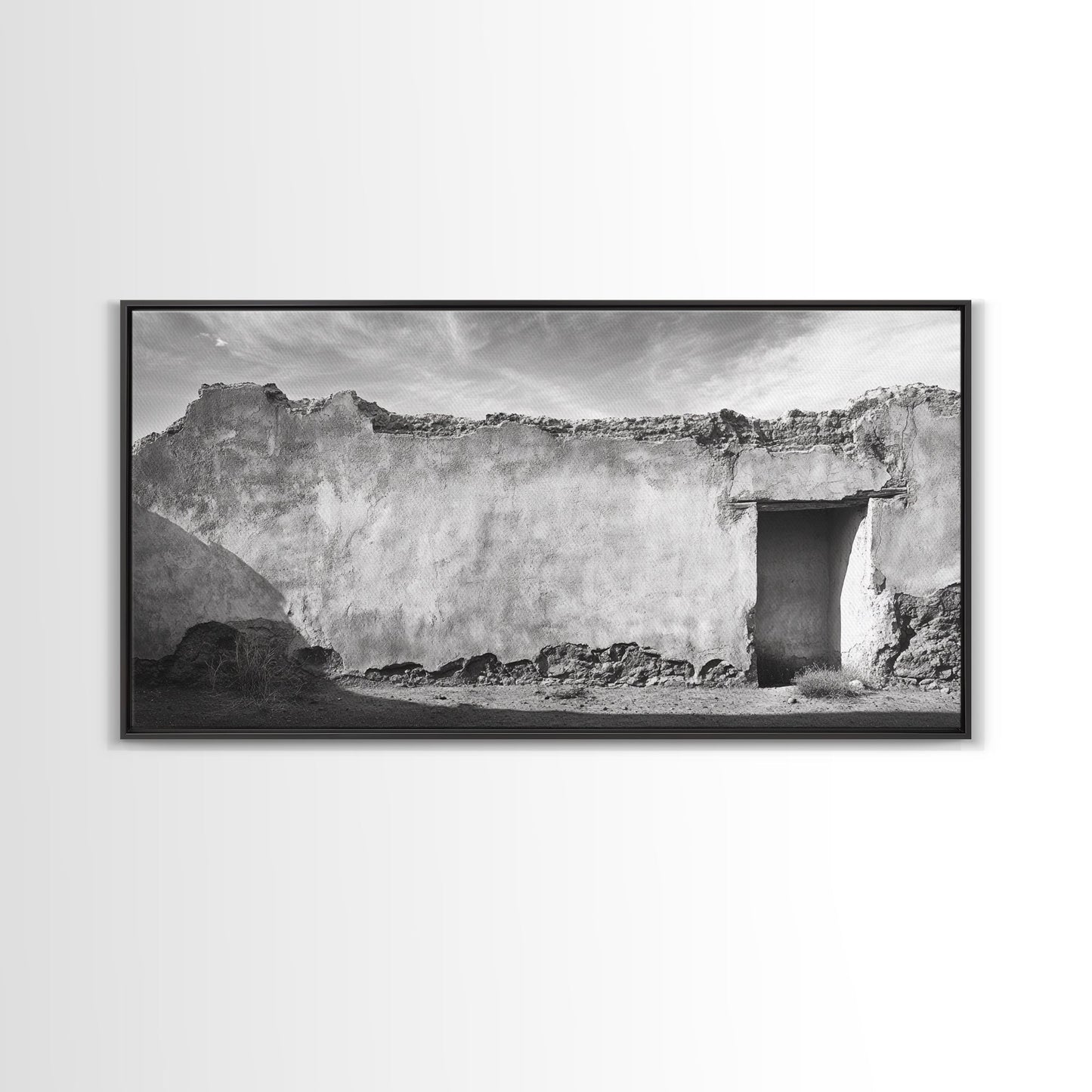 Adobe Wall, Desert Door, Rustic Texture, Framed Canvas Print, Southwest Wall Art, Neutral Earth Tones, Boho Western Living Room Decor