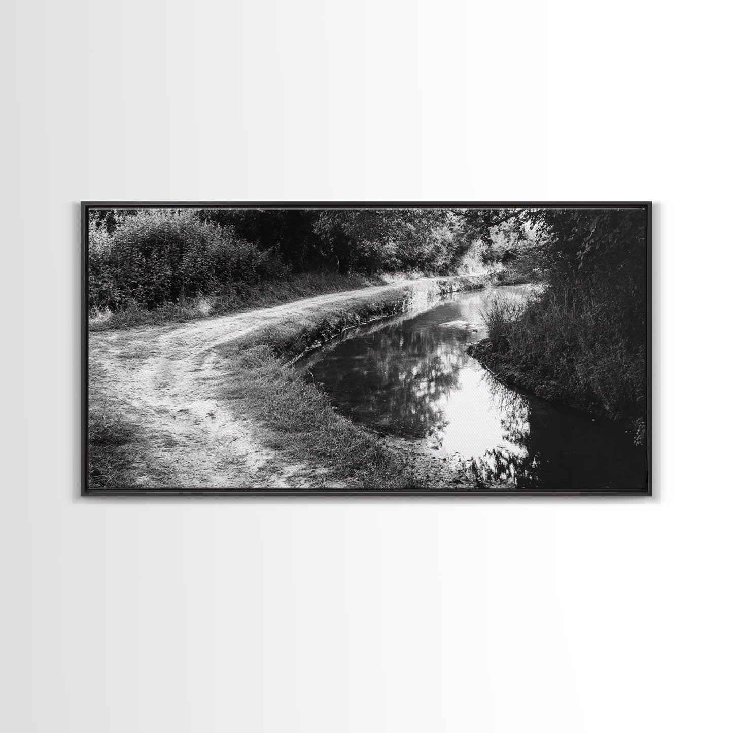 River Bend Trail, Peaceful Water Path, Tranquil Forest Landscape, Nature-Inspired Rustic Decor, Autumn Wall Art, Canvas Print