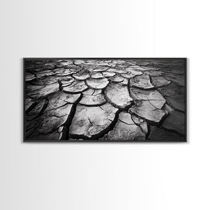 Cracked Earth Texture, Nature Closeup, Desert Minimalism, Earth Tone Art, Canvas Print, Rustic Home Decor, Fall Entryway Wall Art