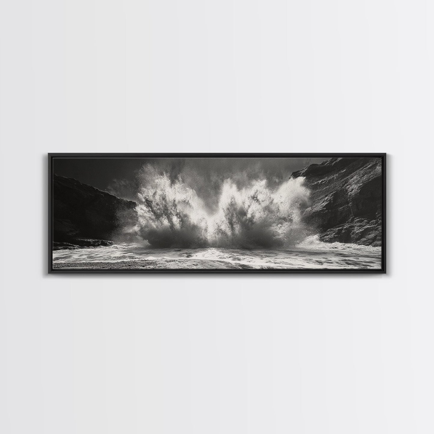 Ocean Splash, Powerful Wave Crash, Coastal Energy Wall Art, Framed Canvas Print, Modern Beach House Decor, Dynamic Living Room Art