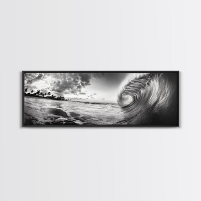 Barrel Wave Curl, Surfer's Dream, Ocean Power, Framed Canvas Print, Coastal Wall Art, Beach House Decor, Surf Photography
