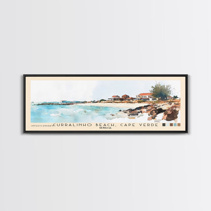 Curralinho Beach, Cape Verde, Senegal Watercolor Print, Vacation Gift, Senegal Wall Art, Beach Painting, Beach Decor, Large Wall Art, Wood Frame Art