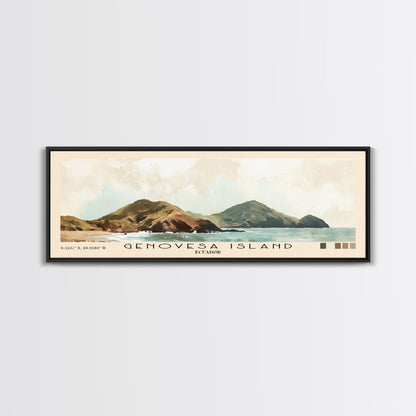 Genovesa Island, Ecuador Watercolor Beach Print, Vacation Gift, Ecuador Wall Art, Framed Canvas Print, Framed Beach Painting