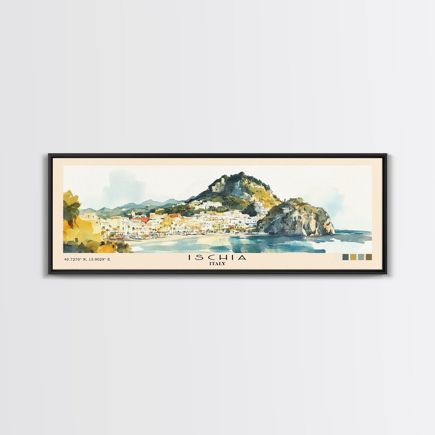 Ischia, Italy Watercolor Beach Print, Vacation Gift, Italy Wall Art, Beach Painting, Beach Decor, Beach Painting