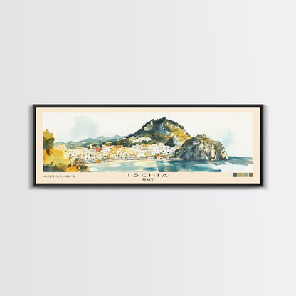 Ischia, Italy Watercolor Beach Print, Vacation Gift, Italy Wall Art, Beach Painting, Beach Decor, Beach Painting