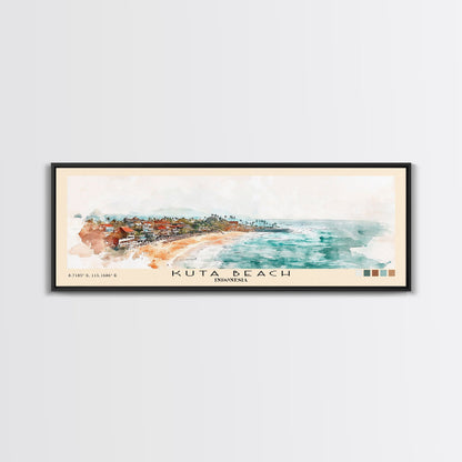 Kuta Beach, Indonesia Watercolor Print, Vacation Gift, Indonesia Wall Art, Beach Painting, Beach Decor, Large Wall Art, Wood Frame Art