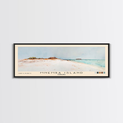 Mnemba Island, Tanzania Watercolor Beach Print, Vacation Gift, Tanzania Wall Art, Framed Canvas Print, Framed Beach Painting