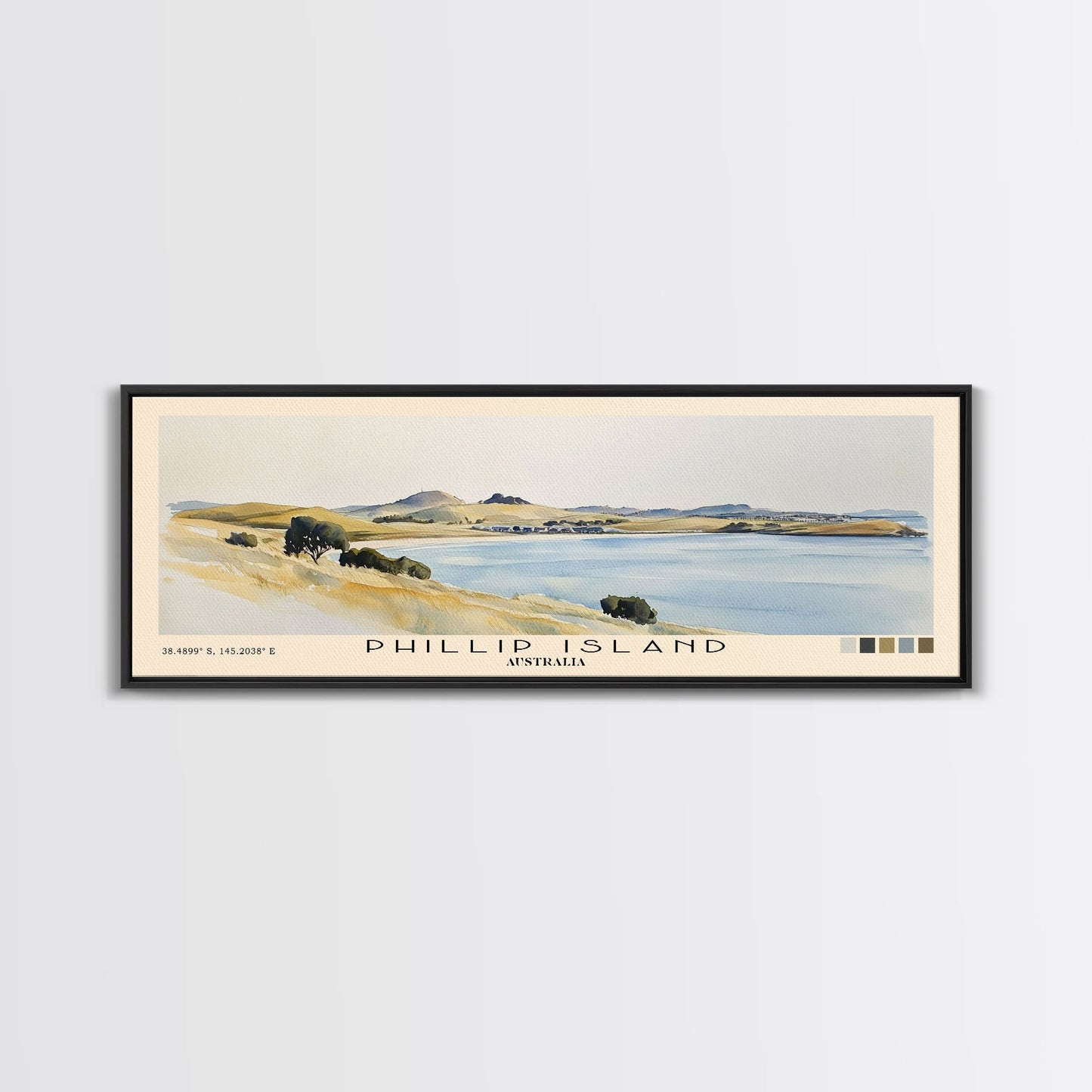 Phillip Island, Australia Watercolor Print, Vacation Gift, Australia Wall Art, Beach Painting, Beach Decor, Large Wall Art, Wood Frame Art
