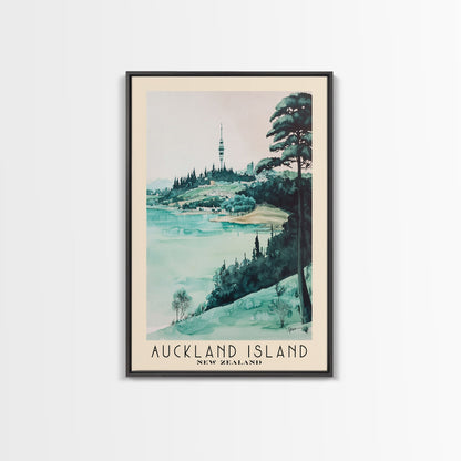 Auckland Island, New Zealand Watercolor Print, Vacation Gift, New Zealand Wall Art, Beach Painting, Beach Decor, Large Wall Art, Wood Frame Art