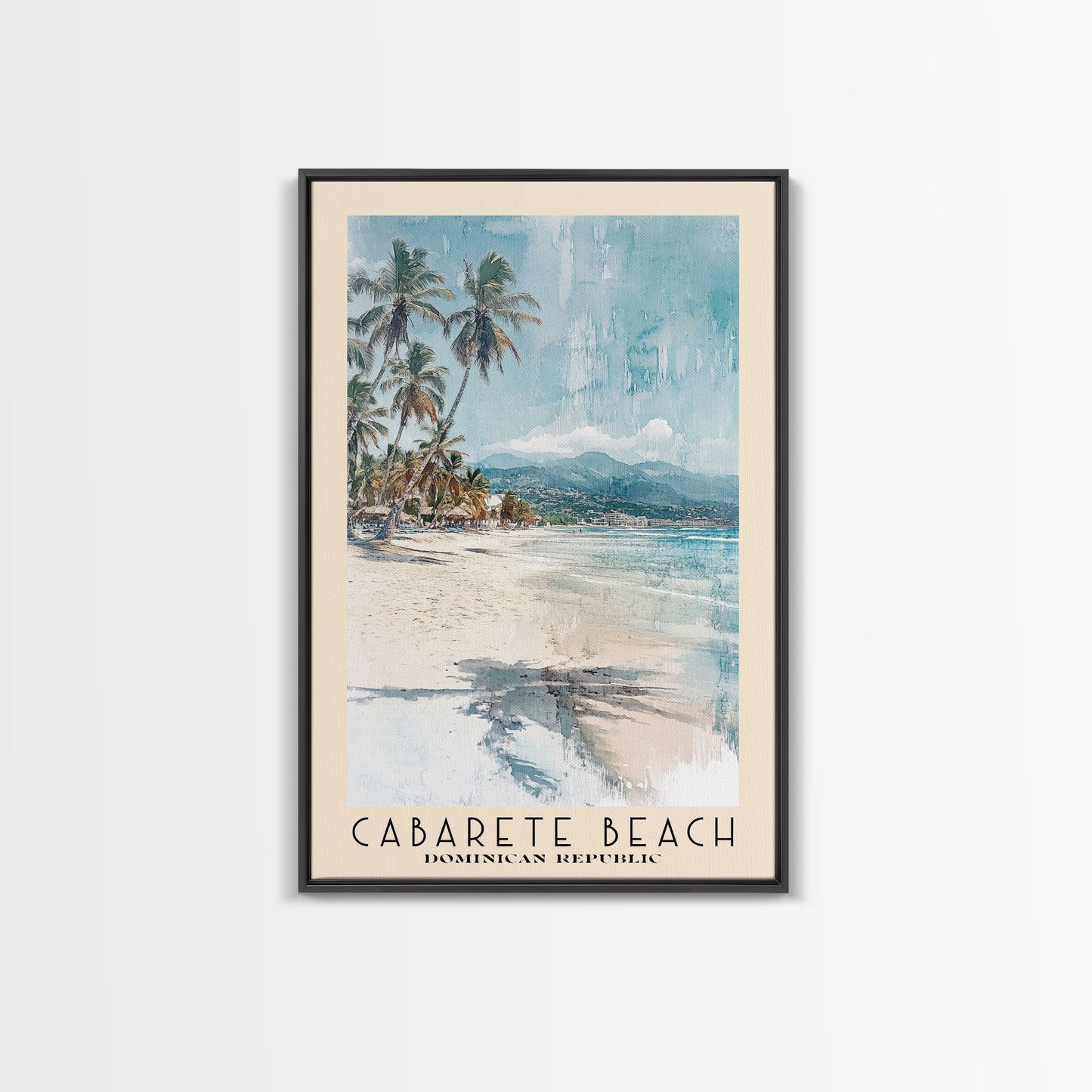 Cabarete Beach, Dominican Republic Watercolor Print, Vacation Gift, Dominican Republic Wall Art, Beach Painting, Beach Decor, Large Wall Art, Wood Frame Art