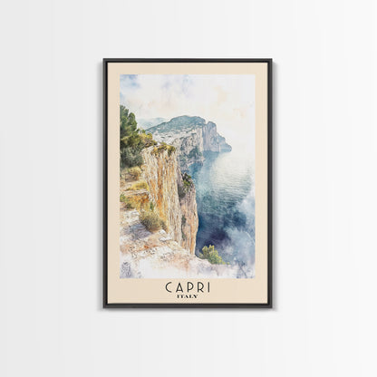 Capri, Italy Watercolor Beach Print, Vacation Gift, Italy Wall Art, Beach Painting, Beach Decor, Beach Painting