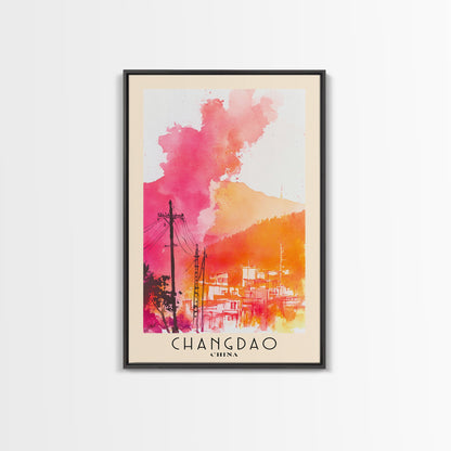 Changdao, China Watercolor Beach Print, Vacation Gift, China Wall Art, Beach Painting, Beach Decor, Beach Painting