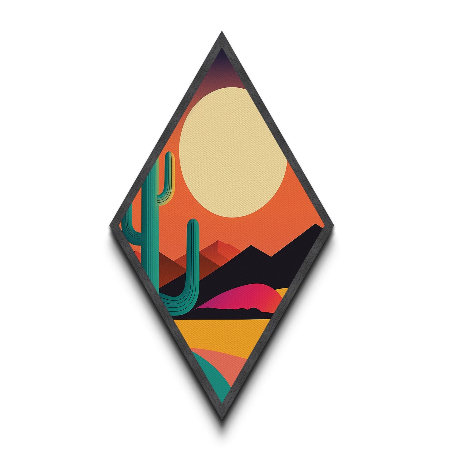 MCM Desert Art Framed Canvas Texture Art, Canvas Embossed Wall Art, Retro Style Home Decor, Office Wall Art