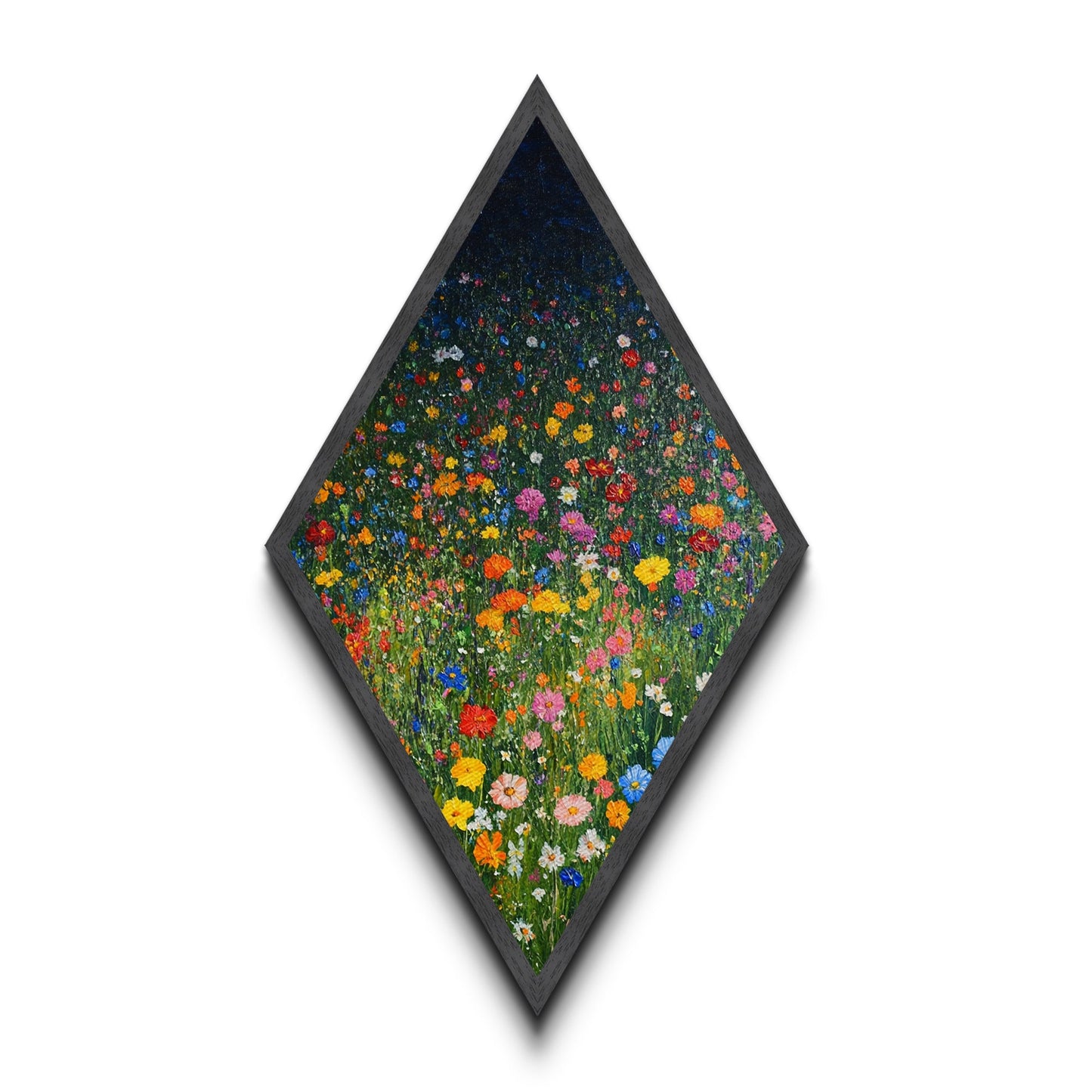 Starburst Bright Rays – Diamond Shaped Canvas Textured Print, retro abstract wall art, vibrant geometric design, bold midcentury decor