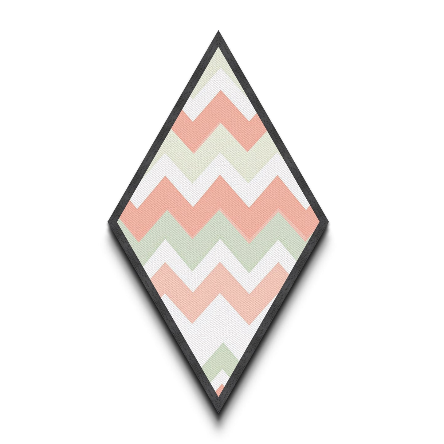 Pastel Chevron Simplicity Diamond Shaped Canvas Art Print with soft zigzag pattern modern minimal nursery decor blush green wall geometric vibe