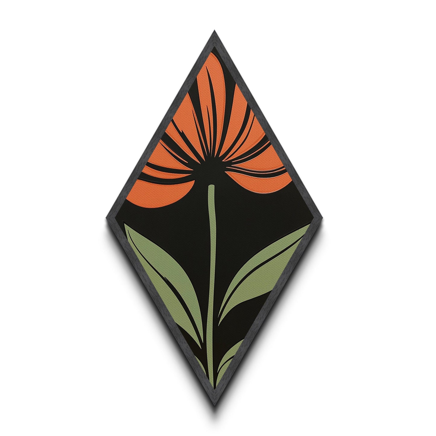 Bold Coneflower — Diamond Shaped Canvas Embossed Print adds flair to home office or studio with mid-century botanical minimal flower decor