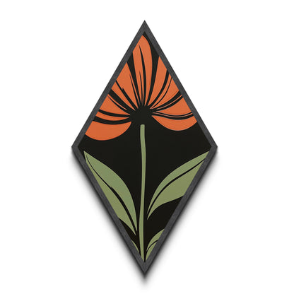 Bold Coneflower — Diamond Shaped Canvas Embossed Print adds flair to home office or studio with mid-century botanical minimal flower decor