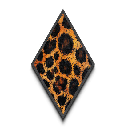 Leopard Print Pattern Diamond Shaped Canvas Textured Print, Bold Animal Wall Art, Safari Jungle Aesthetic, Glam Fashion Decor