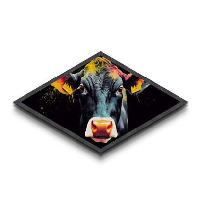 Funky Cow Art Diamond Shaped Canvas Texture Art Print - Farmhouse Decor - Funny Wall Art - Bovine Wall Art - Farmhouse Art
