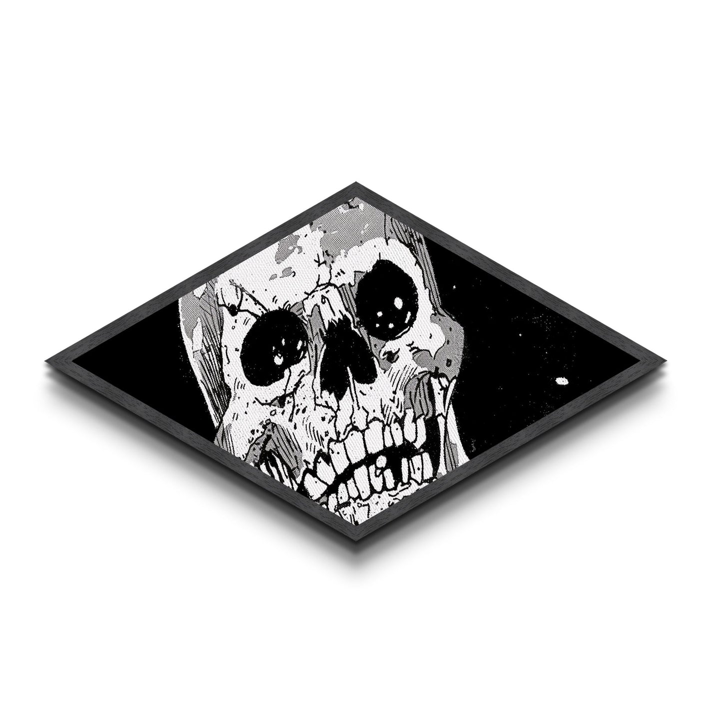 Manga Skull Scream Diamond Shaped Canvas Art Print horror comic style anime decor edgy wall art unique gothic Halloween gift