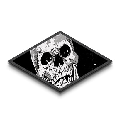 Manga Skull Scream Diamond Shaped Canvas Art Print horror comic style anime decor edgy wall art unique gothic Halloween gift