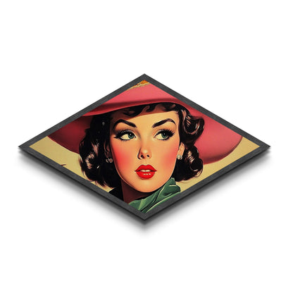 Autumn Cowgirl Glow Diamond Shaped Canvas Textured Print rustic fall farmhouse art western portrait cozy decor country home wall