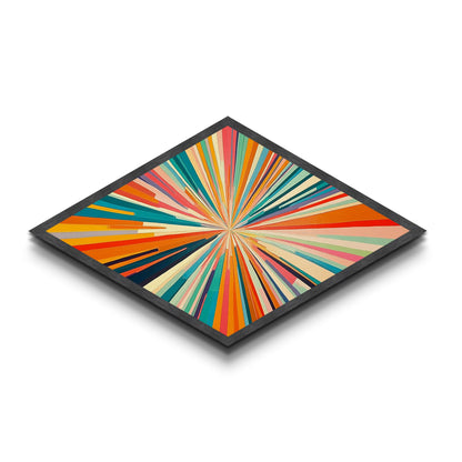 Kaleidoscope Burst Two Diamond Shaped Canvas Textured Print colorful abstract art pop modern rainbow rays living room statement