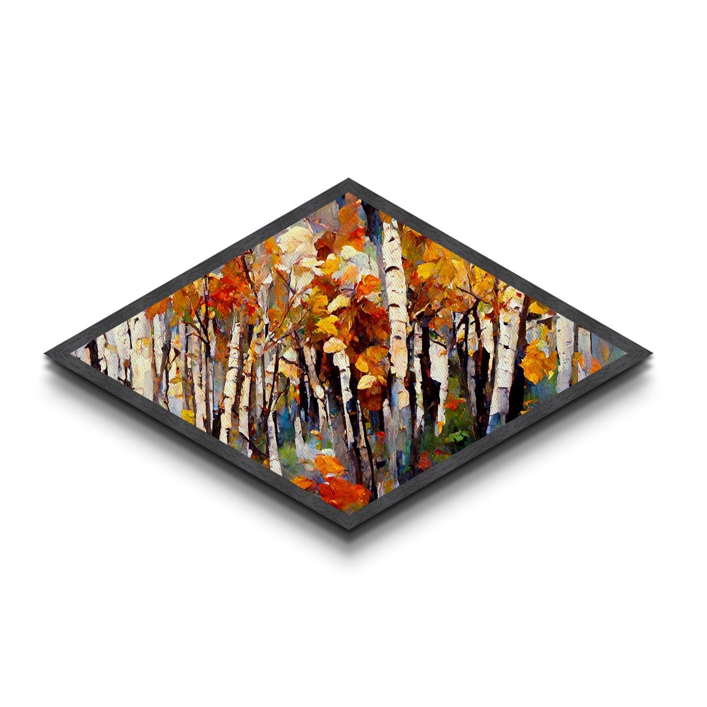 Diamond Shaped Large Birch Trees Canvas Print Boho Wall Decor Autumn Birch Forest  Art Silver Birch Trees Wall Decor Wall Art Fall