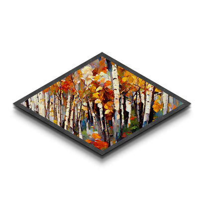 Diamond Shaped Large Birch Trees Canvas Print Boho Wall Decor Autumn Birch Forest  Art Silver Birch Trees Wall Decor Wall Art Fall