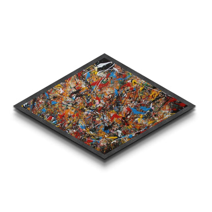 Electric Rhythm Splash Diamond Shaped Abstract Canvas Art Print Jackson Style Colorful Modern Wall Decor Bold Artistic Energy Piece