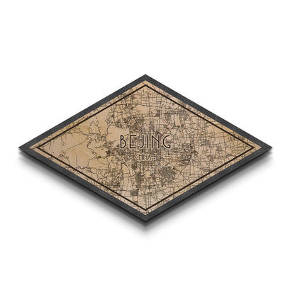 Beijin - China Diamond Shaped City Map, Custom Diamond Shaped Wall Art, City Map Canvas