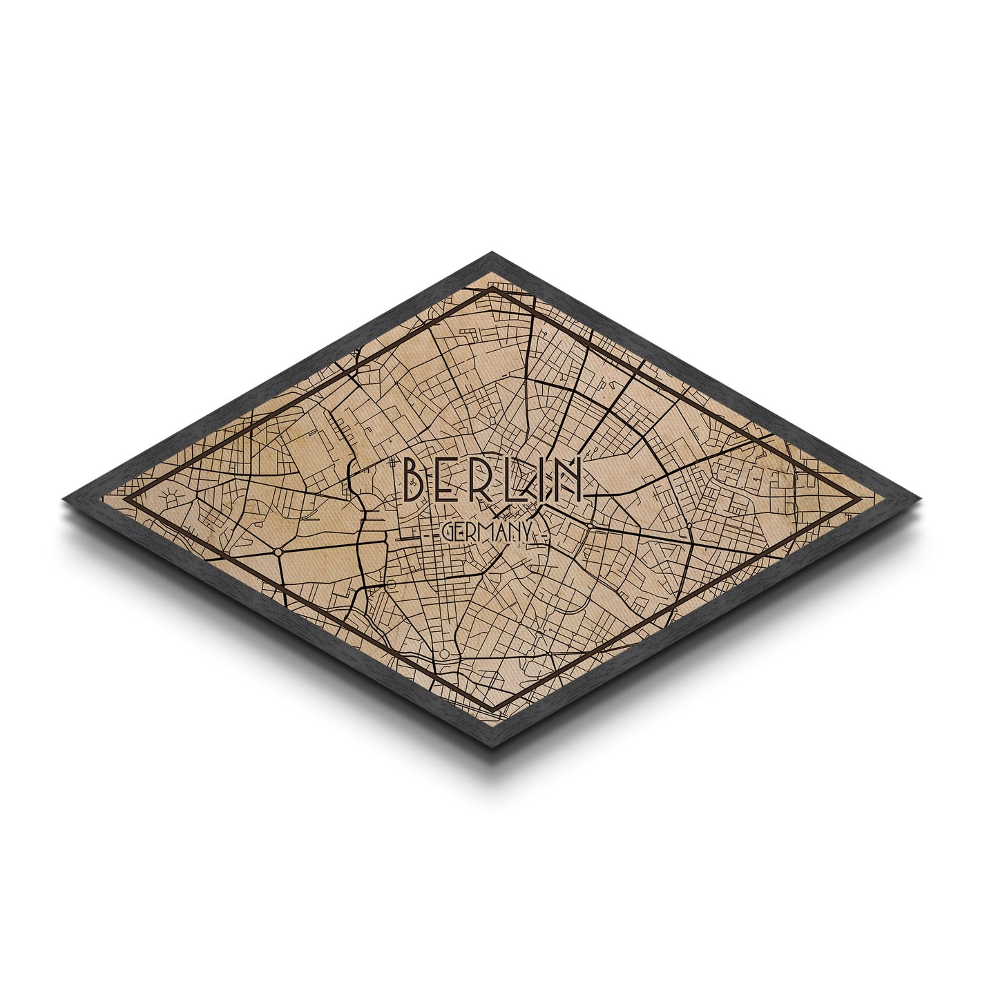 Berlin - Germany Diamond Shaped City Map, Custom Diamond Shaped Wall Art, City Map Canvas