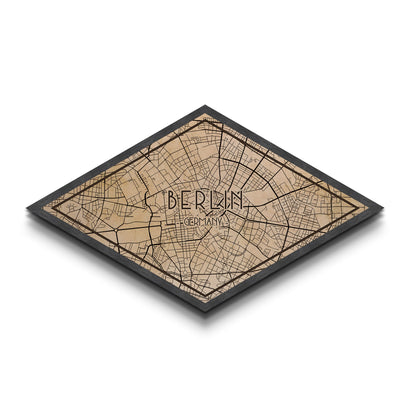 Berlin - Germany Diamond Shaped City Map, Custom Diamond Shaped Wall Art, City Map Canvas