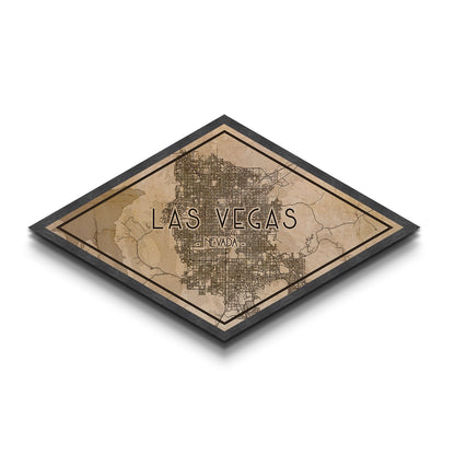 Las Vegas Diamond Shaped City Map, Custom Diamond Shaped Wall Art, City Map Canvas