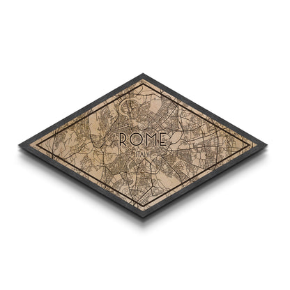 Rome - Italy Diamond Shaped City Map, Custom Diamond Shaped Wall Art, City Map Canvas