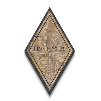 Indianapolis Diamond Shaped Travel Poster, Custom Diamond Shaped Wall Art, City Map Canvas