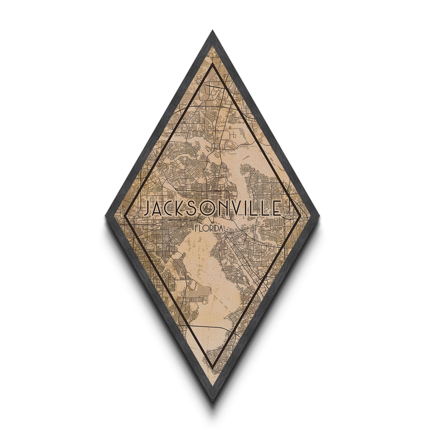 Jacksonville Diamond Shaped Travel Poster, Custom Diamond Shaped Wall Art, City Map Canvas
