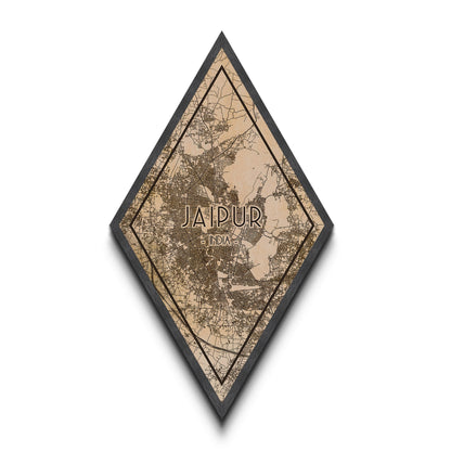 Jaipur - India Diamond Shaped Travel Poster, Custom Diamond Shaped Wall Art, City Map Canvas