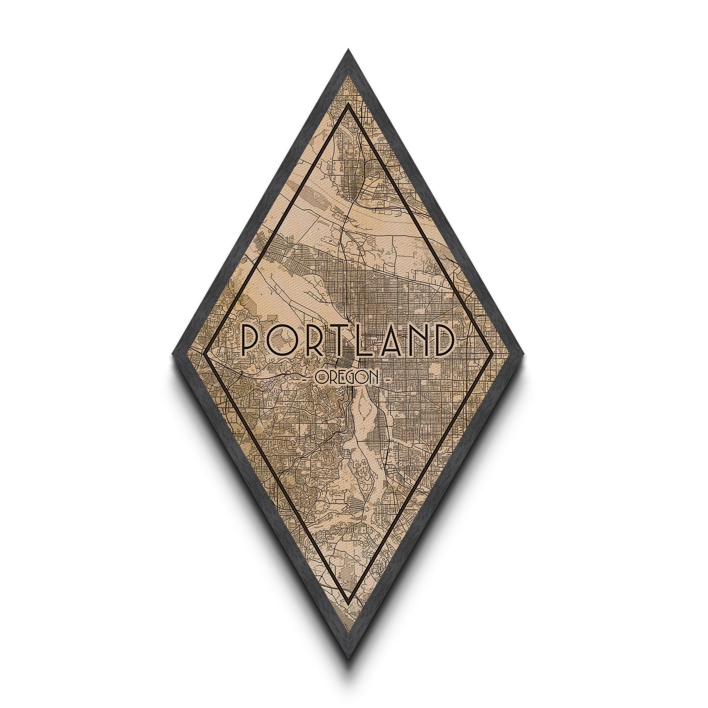 Portland Diamond Shaped Travel Poster, Custom Diamond Shaped Wall Art, City Map Canvas