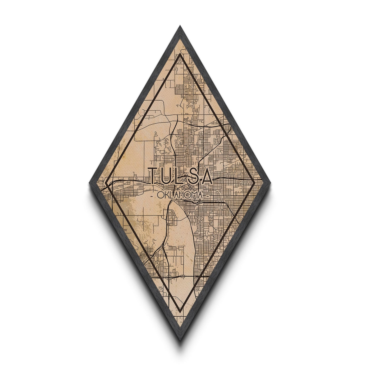 Tulsa Diamond Shaped Travel Poster, Custom Diamond Shaped Wall Art, City Map Canvas