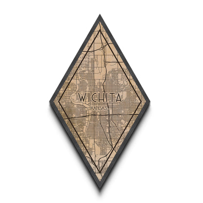 Wichita Diamond Shaped Travel Poster, Custom Diamond Shaped Wall Art, City Map Canvas