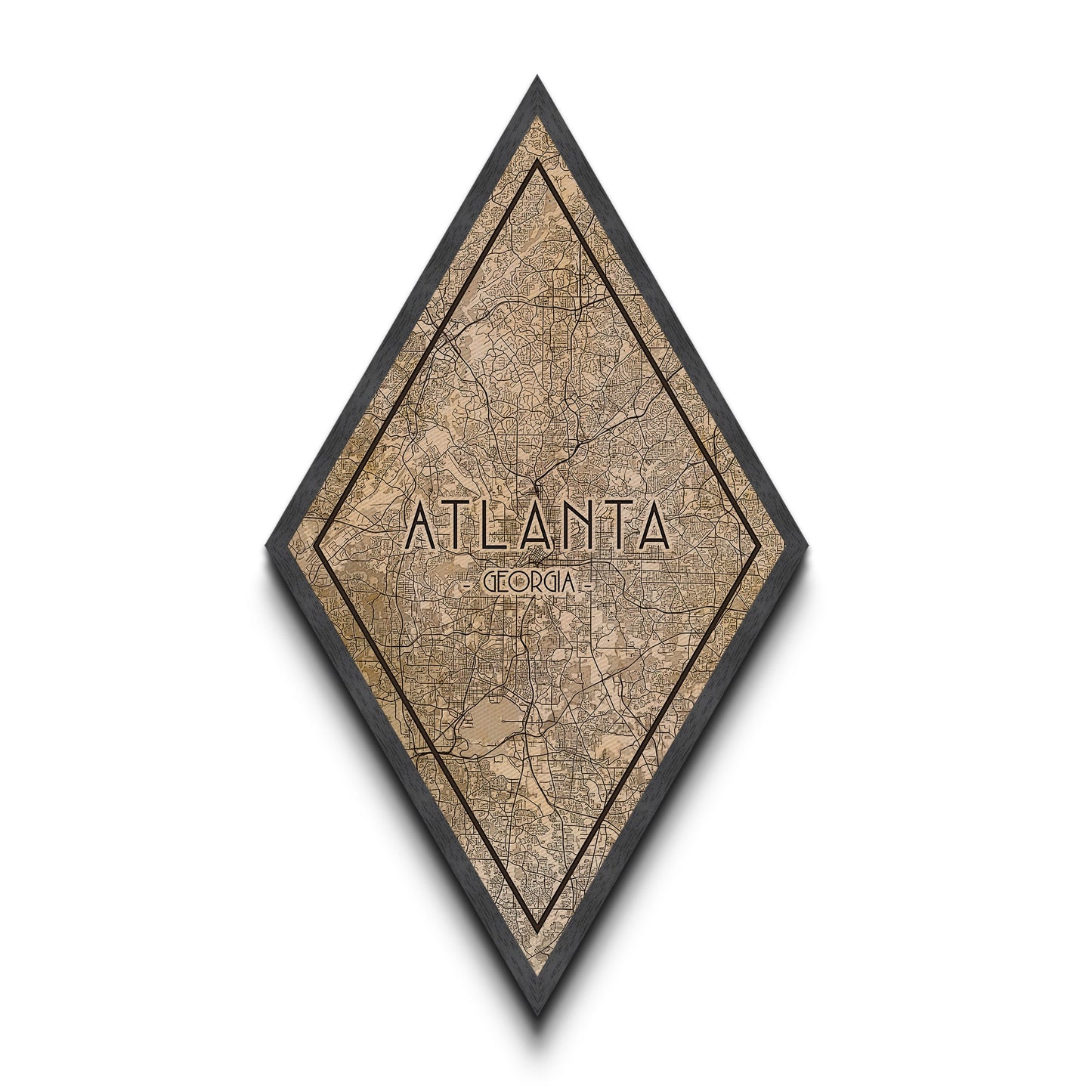 Atlanta Diamond Shaped Travel Poster, Custom Diamond Shaped Wall Art, City Map Canvas