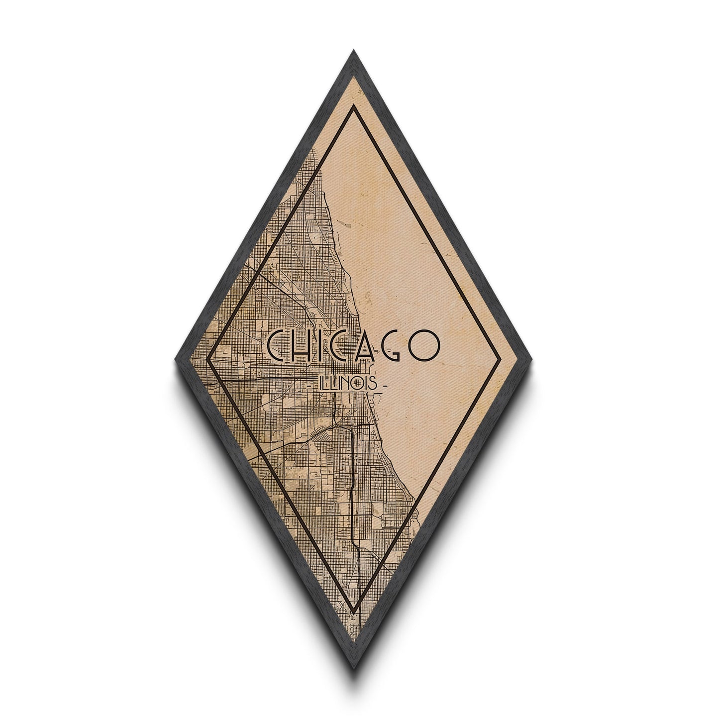 Chicago Diamond Shaped Travel Poster, Custom Diamond Shaped Wall Art, City Map Canvas