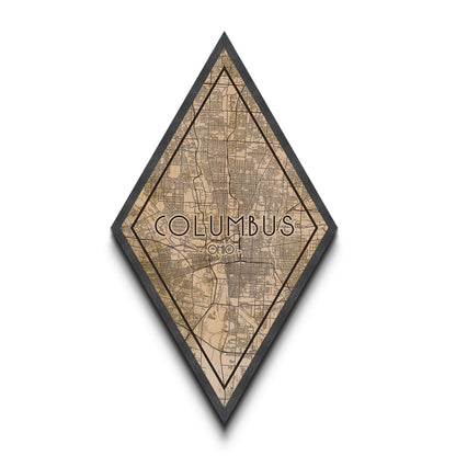Columbus Diamond Shaped Travel Poster, Custom Diamond Shaped Wall Art, City Map Canvas