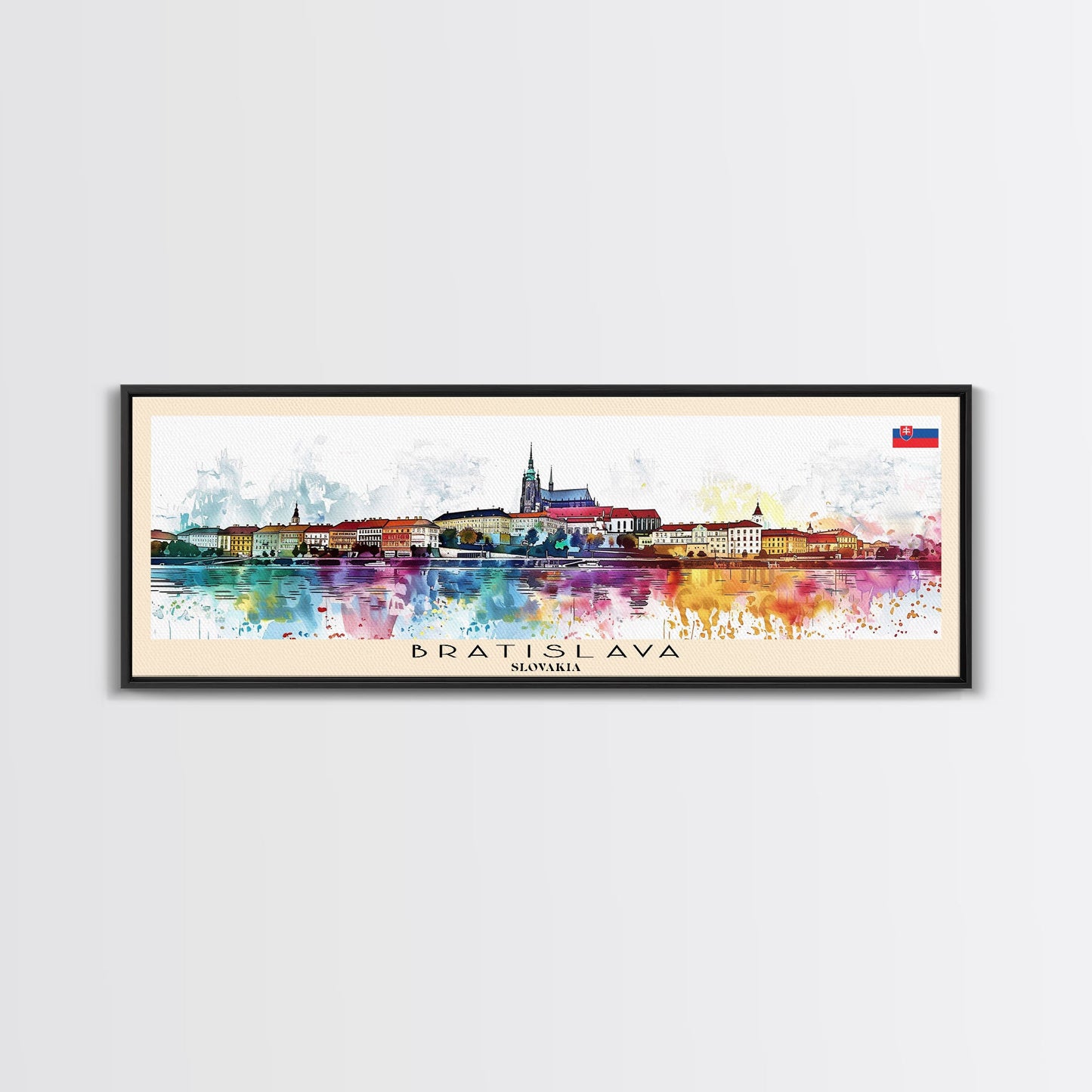 Bratislava Slovakia Wall Art, Panoramic Travel Poster, Panoramic Framed Canvas Print, City Wall Art, Wall Hanging Home Decor, Travel Art
