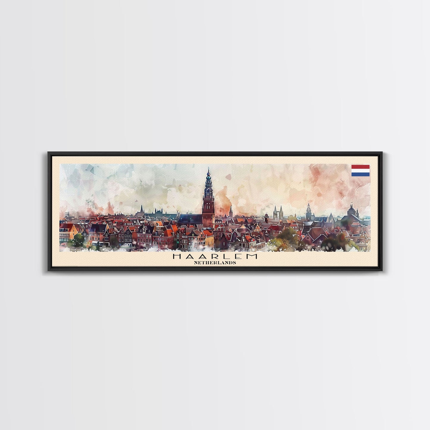 Haarlemmermeer Netherlands Panoramic Travel Poster, Framed Canvas Print or Metal Wall Art, Travel Art, Home Decor, Panoramic Painting, Midcentury Art