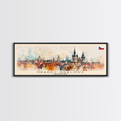 Hradec Czech Republic Travel Art, City Art, Framed Canvas Print or Metal Wall Art, Europe Travel Poster, Panoramic Wall Art, Extra Wide Wall Art