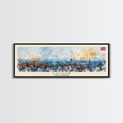 Luton United Kingdom Travel Art, City Art, Framed Canvas Print or Metal Wall Art, Europe Travel Poster, Panoramic Wall Art, Extra Wide Wall Art