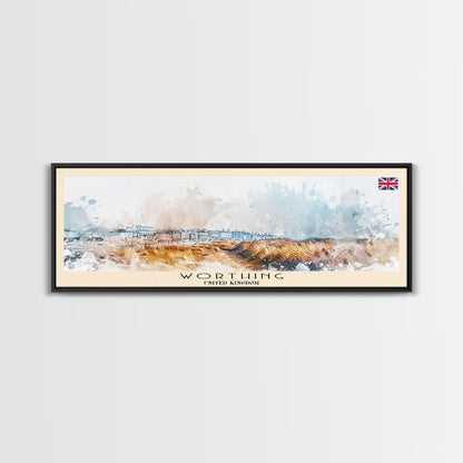 Worthing United Kingdom Wall Art, Panoramic Travel Poster, Panoramic Framed Canvas Print, City Wall Art, Wall Hanging Home Decor, Travel Art